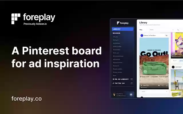Ad Library Save Facebook TikTok Foreplay from Chrome web store to be run with OffiDocs Chromium online Ad Library Save Facebook TikTok Foreplay from Chrome web store to be run with OffiDocs Chromium online