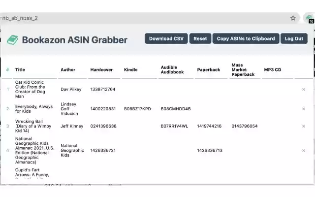 Bookazon Asin Grabber from Chrome web store to be run with OffiDocs Chromium online Bookazon Asin Grabber from Chrome web store to be run with OffiDocs Chromium online
