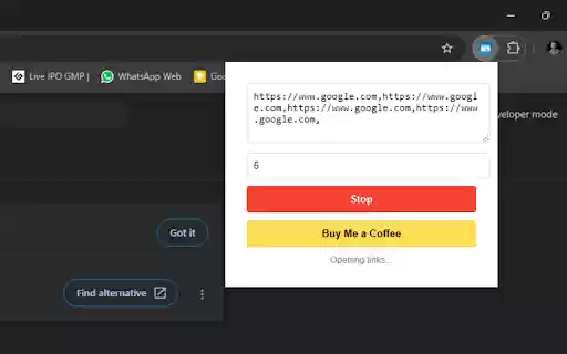 Bulk Link Opener from Chrome web store to be run with OffiDocs Chromium online Bulk Link Opener from Chrome web store to be run with OffiDocs Chromium online