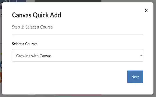 Canvas LMS Quick Add from Chrome web store to be run with OffiDocs Chromium online Canvas LMS Quick Add from Chrome web store to be run with OffiDocs Chromium online