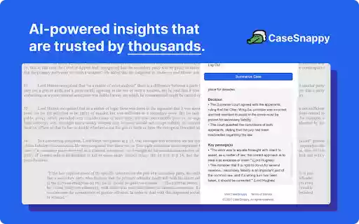 CaseSnappy Summarizer: AI Powered Legal Insights from Chrome web store to be run with OffiDocs Chromium online CaseSnappy Summarizer: AI Powered Legal Insights from Chrome web store to be run with OffiDocs Chromium online