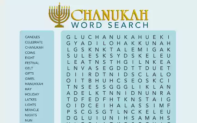 Chanukah Word Search from Chrome web store to be run with OffiDocs Chromium online Chanukah Word Search from Chrome web store to be run with OffiDocs Chromium online