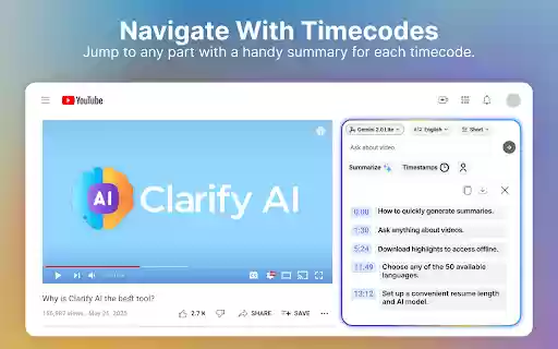 Clarify AI: YouTube Summary with Gemini from Chrome web store to be run with OffiDocs Chromium online Clarify AI: YouTube Summary with Gemini from Chrome web store to be run with OffiDocs Chromium online