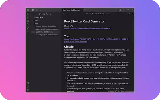 Claude to Obsidian from Chrome web store to be run with OffiDocs Chromium online Claude to Obsidian from Chrome web store to be run with OffiDocs Chromium online