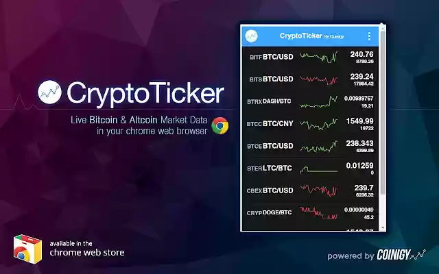 CryptoTicker by Coinigy from Chrome web store to be run with OffiDocs Chromium online CryptoTicker by Coinigy from Chrome web store to be run with OffiDocs Chromium online