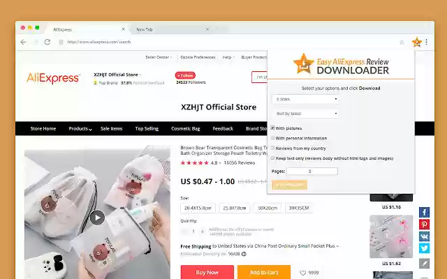 Easy AliExpress Review Downloader from Chrome web store to be run with OffiDocs Chromium online Easy AliExpress Review Downloader from Chrome web store to be run with OffiDocs Chromium online