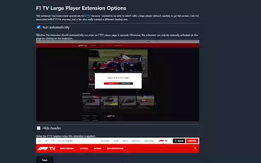 F1 TV Large Player from Chrome web store to be run with OffiDocs Chromium online F1 TV Large Player from Chrome web store to be run with OffiDocs Chromium online