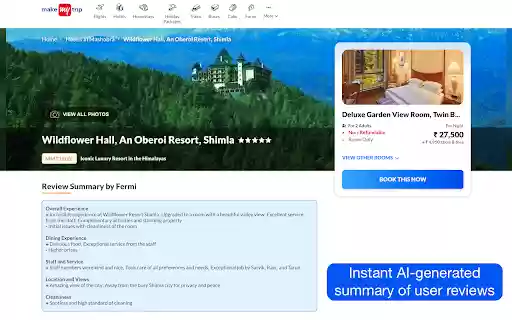 Fermi Summarise Reviews on MakeMyTrip from Chrome web store to be run with OffiDocs Chromium online Fermi Summarise Reviews on MakeMyTrip from Chrome web store to be run with OffiDocs Chromium online
