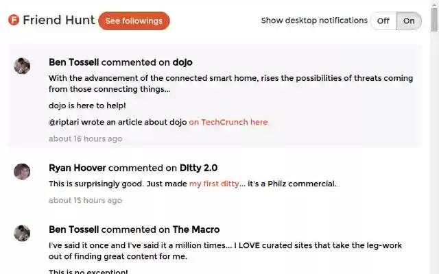 Friend Hunt from Chrome web store to be run with OffiDocs Chromium online Friend Hunt from Chrome web store to be run with OffiDocs Chromium online