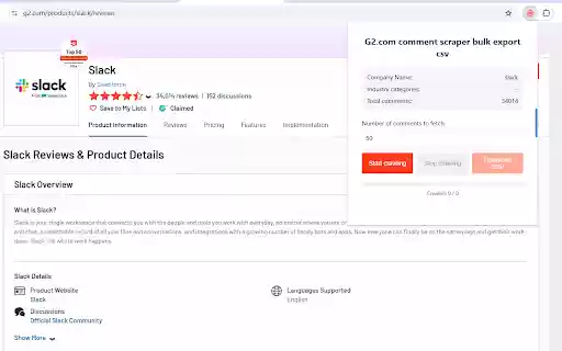G2.com comment scraper bulk export csv from Chrome web store to be run with OffiDocs Chromium online G2.com comment scraper bulk export csv from Chrome web store to be run with OffiDocs Chromium online