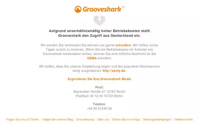 Grooveshark Germany unlocker from Chrome web store to be run with OffiDocs Chromium online Grooveshark Germany unlocker from Chrome web store to be run with OffiDocs Chromium online
