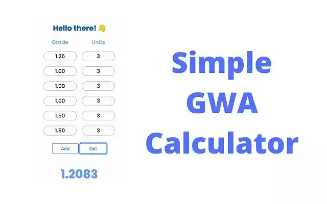 GWA Calculator from Chrome web store to be run with OffiDocs Chromium online GWA Calculator from Chrome web store to be run with OffiDocs Chromium online