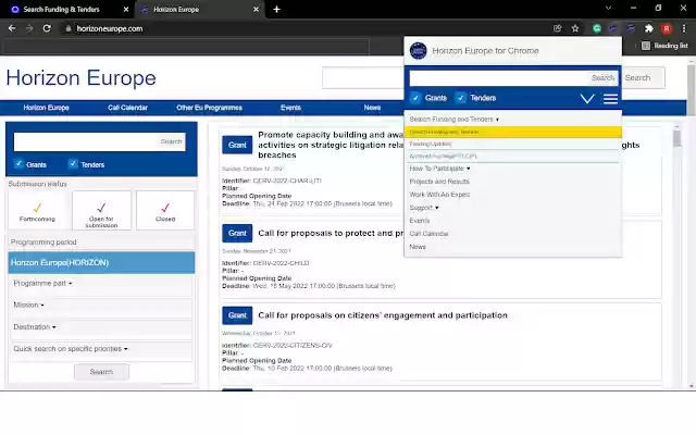 Horizon Europe from Chrome web store to be run with OffiDocs Chromium online Horizon Europe from Chrome web store to be run with OffiDocs Chromium online