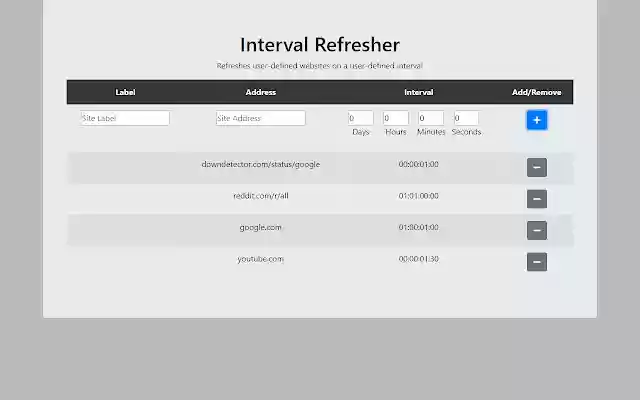 Interval Refresher from Chrome web store to be run with OffiDocs Chromium online Interval Refresher from Chrome web store to be run with OffiDocs Chromium online