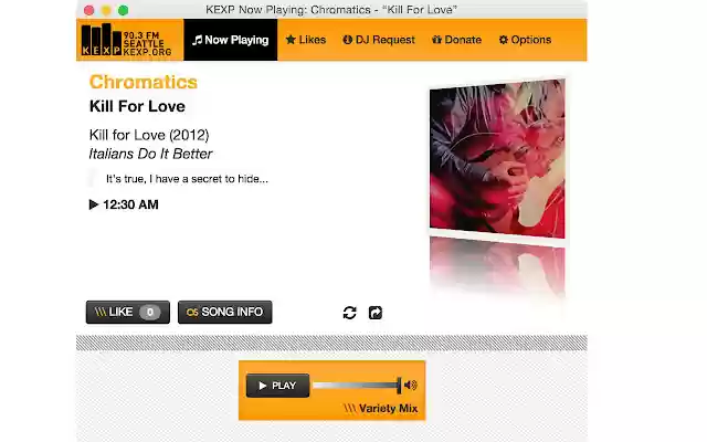 KEXP Streaming Player (Listener Developed) from Chrome web store to be run with OffiDocs Chromium online KEXP Streaming Player (Listener Developed) from Chrome web store to be run with OffiDocs Chromium online