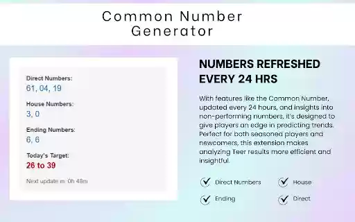 Khanapara Teer Common Number Generator from Chrome web store to be run with OffiDocs Chromium online Khanapara Teer Common Number Generator from Chrome web store to be run with OffiDocs Chromium online