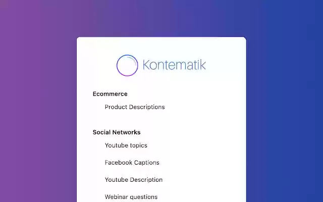 Kontematik from Chrome web store to be run with OffiDocs Chromium online Kontematik from Chrome web store to be run with OffiDocs Chromium online