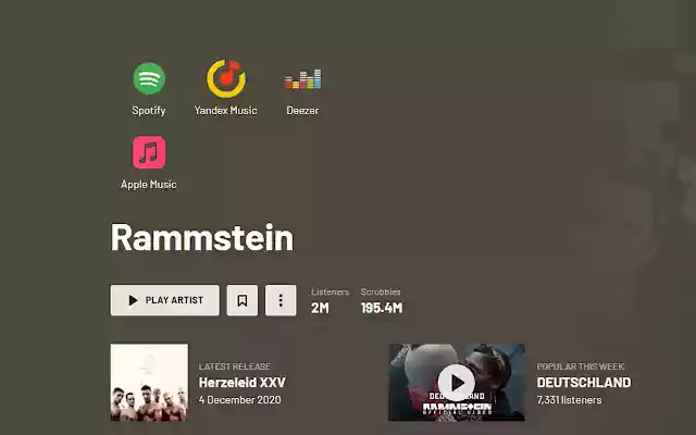 LastFm toArtist from Chrome web store to be run with OffiDocs Chromium online LastFm toArtist from Chrome web store to be run with OffiDocs Chromium online