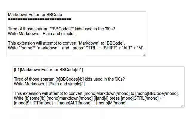 Markdown Editor for BBCode from Chrome web store to be run with OffiDocs Chromium online Markdown Editor for BBCode from Chrome web store to be run with OffiDocs Chromium online