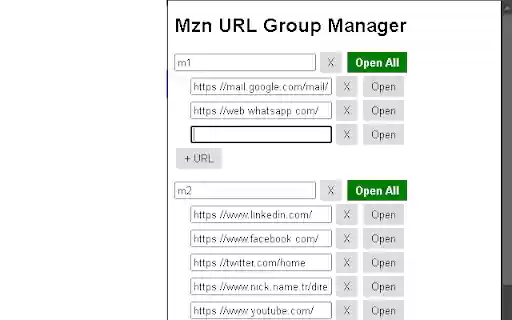 Mzn URL Group Manager from Chrome web store to be run with OffiDocs Chromium online Mzn URL Group Manager from Chrome web store to be run with OffiDocs Chromium online