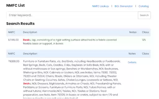 NMFC Search Tool from Chrome web store to be run with OffiDocs Chromium online NMFC Search Tool from Chrome web store to be run with OffiDocs Chromium online