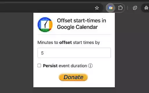 Offset start times in Google Calendar from Chrome web store to be run with OffiDocs Chromium online Offset start times in Google Calendar from Chrome web store to be run with OffiDocs Chromium online