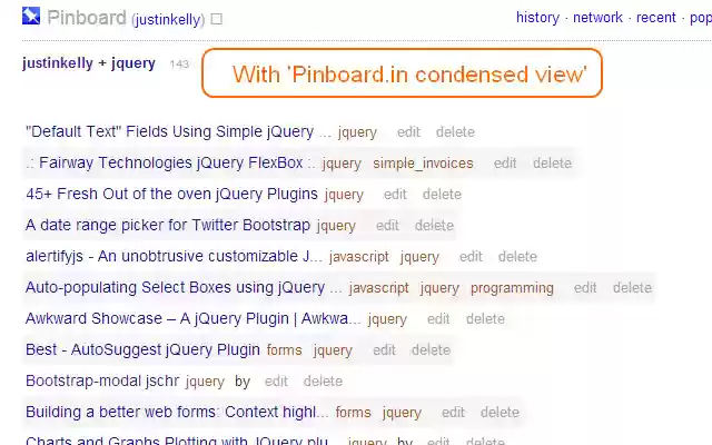 Pinboard.in condensed view from Chrome web store to be run with OffiDocs Chromium online Pinboard.in condensed view from Chrome web store to be run with OffiDocs Chromium online
