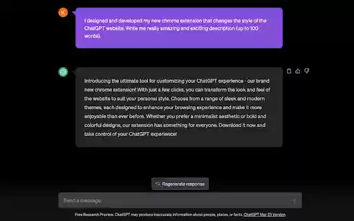 Purple ChatGPT Theme from Chrome web store to be run with OffiDocs Chromium online Purple ChatGPT Theme from Chrome web store to be run with OffiDocs Chromium online
