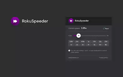 Roku Channel Speeder: adjust playback speed from Chrome web store to be run with OffiDocs Chromium online Roku Channel Speeder: adjust playback speed from Chrome web store to be run with OffiDocs Chromium online
