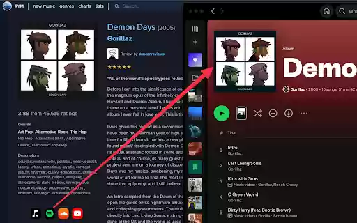 RYM Spotify Deep Linker from Chrome web store to be run with OffiDocs Chromium online RYM Spotify Deep Linker from Chrome web store to be run with OffiDocs Chromium online
