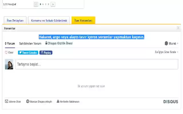 Sahibinden Yorum from Chrome web store to be run with OffiDocs Chromium online Sahibinden Yorum from Chrome web store to be run with OffiDocs Chromium online