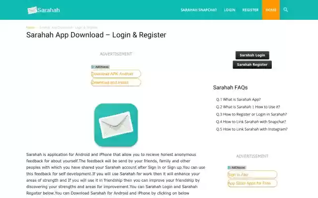 Sarahah from Chrome web store to be run with OffiDocs Chromium online Sarahah from Chrome web store to be run with OffiDocs Chromium online