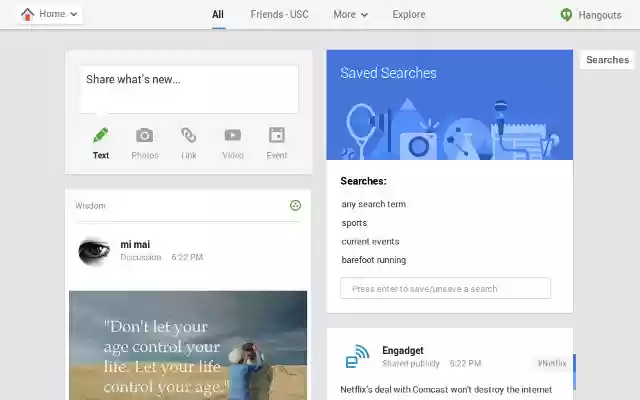 Saved Searches for Google Plus™ from Chrome web store to be run with OffiDocs Chromium online Saved Searches for Google Plus™ from Chrome web store to be run with OffiDocs Chromium online