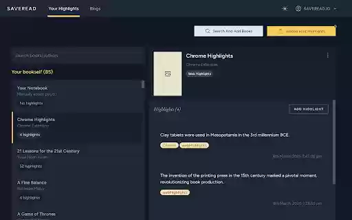 Saveread.io Highlight and Save from Chrome web store to be run with OffiDocs Chromium online Saveread.io Highlight and Save from Chrome web store to be run with OffiDocs Chromium online