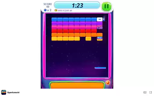 Sparkanoid Game Slow down time to gain an advantage! from Chrome web store to be run with OffiDocs Chromium online Sparkanoid Game Slow down time to gain an advantage! from Chrome web store to be run with OffiDocs Chromium online