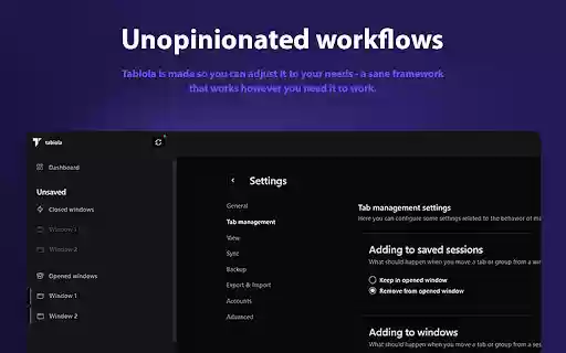 Tabiola: Manage Tabs, Groups, Windows Sessions from Chrome web store to be run with OffiDocs Chromium online Tabiola: Manage Tabs, Groups, Windows Sessions from Chrome web store to be run with OffiDocs Chromium online