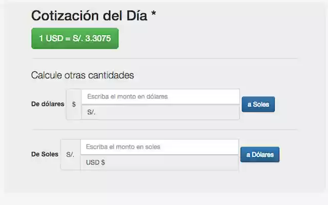 Tipo de cambio en Peru from Chrome web store to be run with OffiDocs Chromium online Tipo de cambio en Peru from Chrome web store to be run with OffiDocs Chromium online
