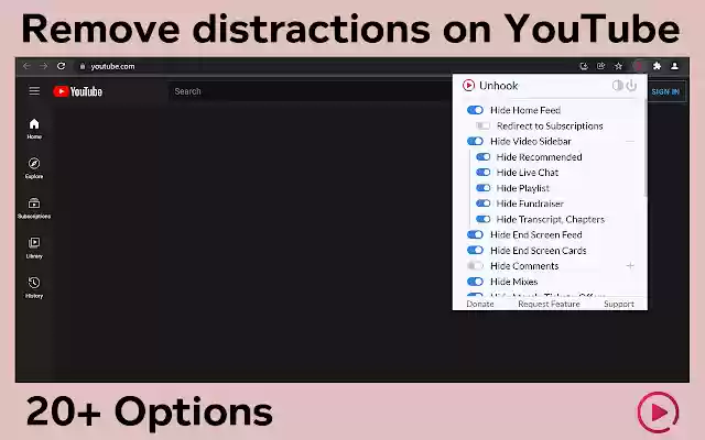 Unhook Remove YouTube Recommended Videos from Chrome web store to be run with OffiDocs Chromium online Unhook Remove YouTube Recommended Videos from Chrome web store to be run with OffiDocs Chromium online