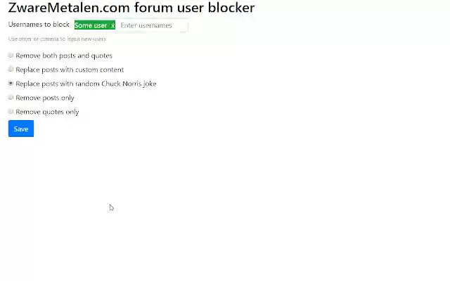 UserBlocker for ZwareMetalen from Chrome web store to be run with OffiDocs Chromium online UserBlocker for ZwareMetalen from Chrome web store to be run with OffiDocs Chromium online