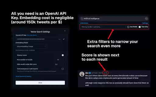 Vector Search for X (formerly Twitter) from Chrome web store to be run with OffiDocs Chromium online Vector Search for X (formerly Twitter) from Chrome web store to be run with OffiDocs Chromium online