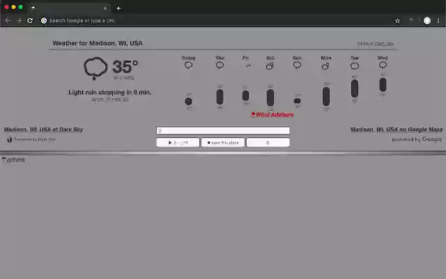 Weather Widget New Tab Page from Chrome web store to be run with OffiDocs Chromium online Weather Widget New Tab Page from Chrome web store to be run with OffiDocs Chromium online