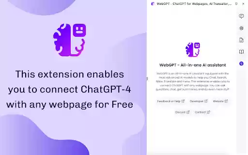 WebGPT ChatGPT for Webpages, Free AI Copilot by ChatGPT 4 from Chrome web store to be run with OffiDocs Chromium online WebGPT ChatGPT for Webpages, Free AI Copilot by ChatGPT 4 from Chrome web store to be run with OffiDocs Chromium online