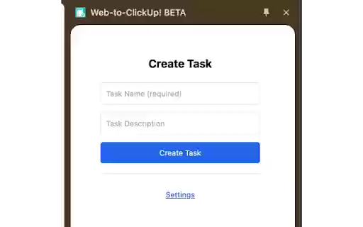 Web to ClickUp! BETA from Chrome web store to be run with OffiDocs Chromium online Web to ClickUp! BETA from Chrome web store to be run with OffiDocs Chromium online