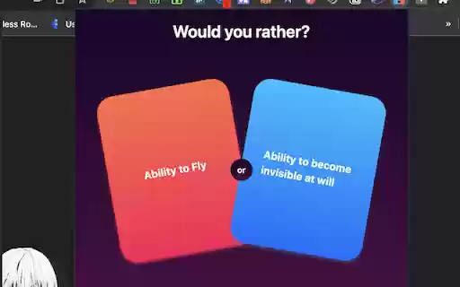 Would You Rather Pro from Chrome web store to be run with OffiDocs Chromium online Would You Rather Pro from Chrome web store to be run with OffiDocs Chromium online