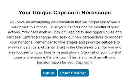 Your Unique Daily Horoscope from Chrome web store to be run with OffiDocs Chromium online Your Unique Daily Horoscope from Chrome web store to be run with OffiDocs Chromium online
